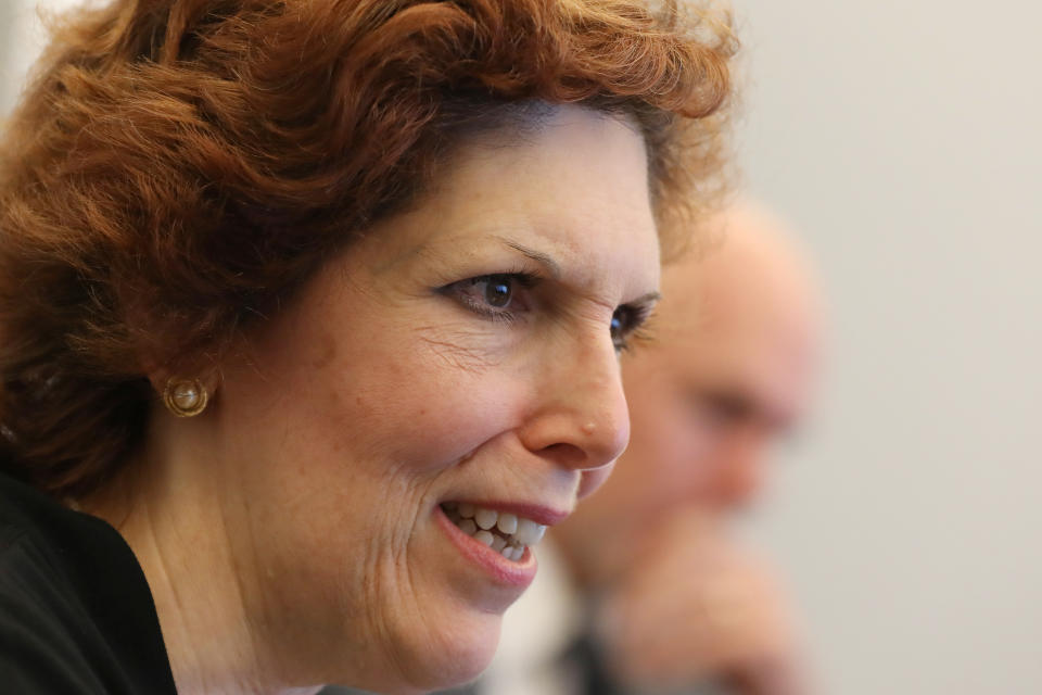 Loretta Mester, president of the Federal Reserve Bank of Cleveland, speaks during an interview in Manhattan, New York, U.S., August 15, 2017. Picture taken August 15, 2017.  REUTERS/Shannon Stapleton