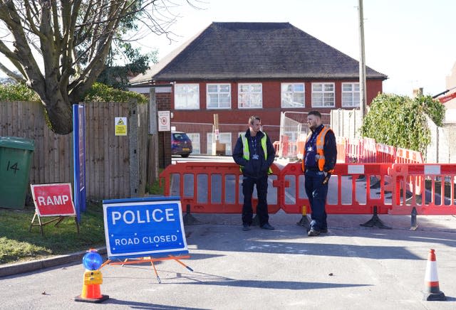 A cordon near the school in the wake of the tragedy.