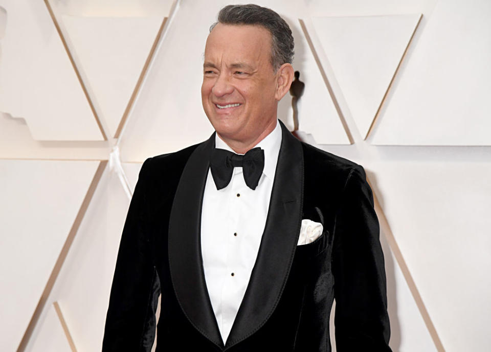 Tom Hanks has described his symptoms while suffering from COVID-19, pictured at the Academy Awards, February 2020.  (Getty Images)