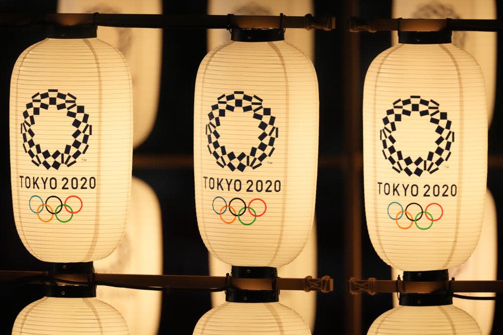 Lanterns illuminated during the opening ceremony in the Olympic Stadium at the 2020 Summer Olympics, Friday, July 23, 2021, in Tokyo, Japan. (AP Photo/Ashley Landis)