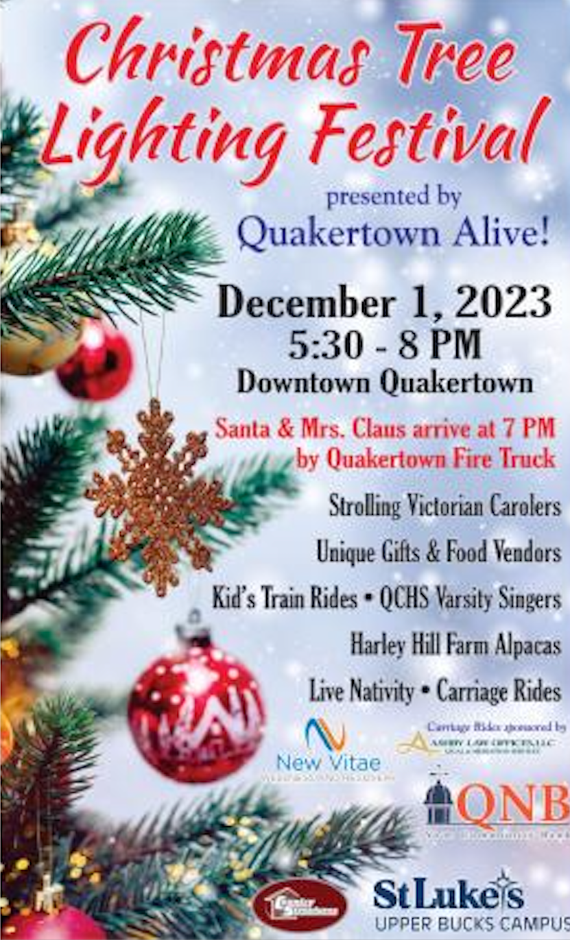 Quakertown Alive presents the Christmas Tree Lighting Festival on Dec.1