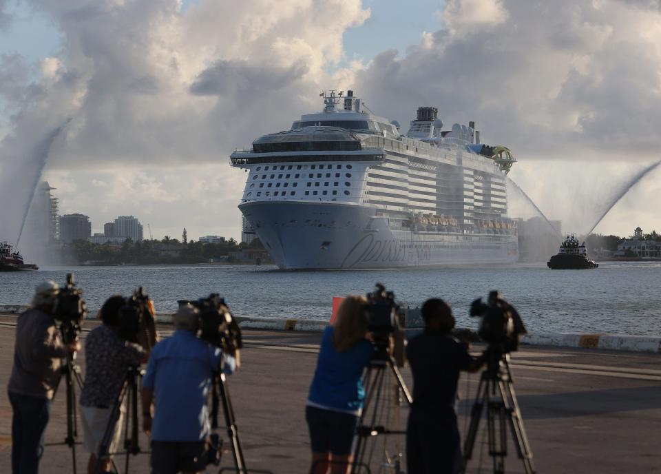 The Royal Caribbean’s Odyssey of The Seas arrives at Port Everglades on June 10, 2021 in Fort Lauderdale, Florida