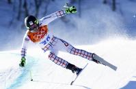 Krystof Kryzl of the Czech Republic skis during the downhill run of the men's alpine skiing super combined event at the 2014 Sochi Winter Olympics at the Rosa Khutor Alpine Center February 14, 2014. REUTERS/Ruben Sprich