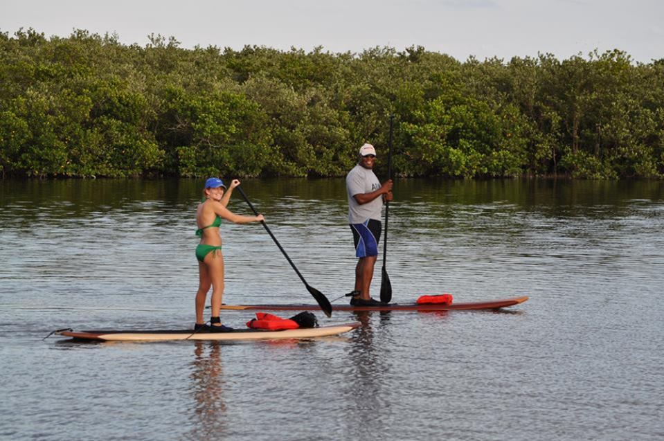 This Oct. 25, 2013 photo provided by Three Brothers Boards shows Tonya Saylor and Gary Wilson on best wood paddle boards enjoying a leisure paddle on the Halifax River, in Port Orange, Fla. A sort of combination between surfing and kayaking, standup paddling has exploded in popularity the past few years. It's relatively easy and can be done just about anywhere there's water. (AP Photo/Three Brothers Boards, Claude Lamour)