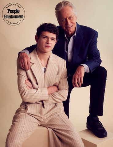 <p>Corey Nickols/Contour by Getty</p> Noah Jupe and Michael Douglas of 'Franklin'