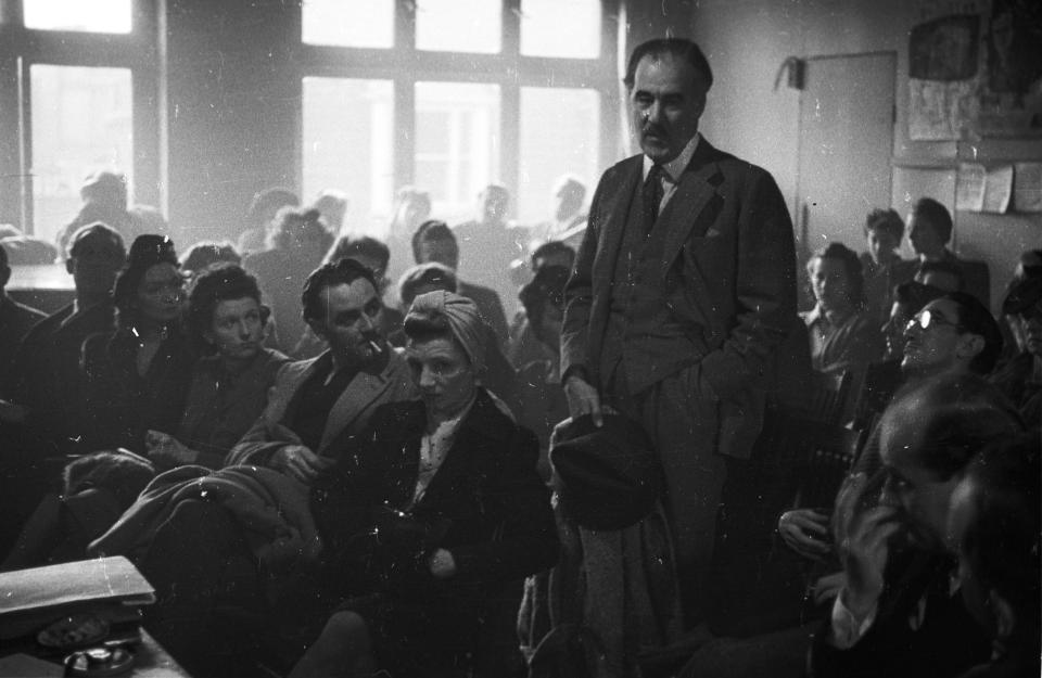 20th November 1943:  Austin Trevor, who looks after Equity's War Relief Fund expressing his views at a meeting called by the actors trade union Equity. Original Publication: Picture Post - 1580 - Actor Plan Their Post-War Future - pub. 1943  (Photo by Felix Man/Picture Post/Getty Images)