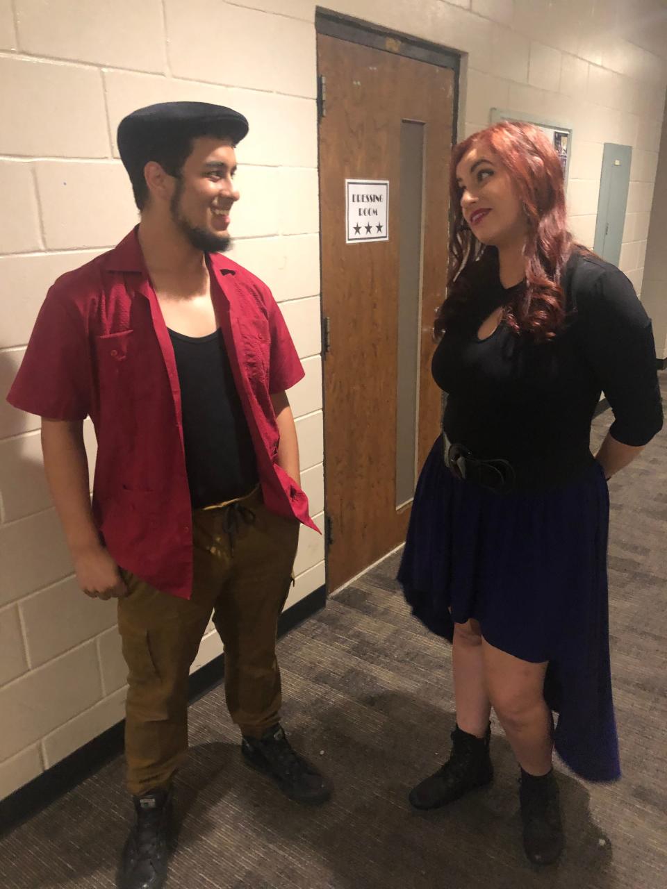 Alan Hernandez of Lakeland, who plays "Usnavi" in the musical "In the Heights," chats with With Love Productions Founder-Creative Director Alessandra Stillinger, during a break at a recent rehearsal at Polk State College, Winter Haven.