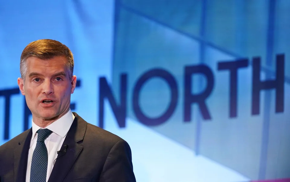 Mark Harper, Secretary of State for Transport, addressing delegates during the Transport for the North Annual Conference on March 06, 2023 - Ian Forsyth