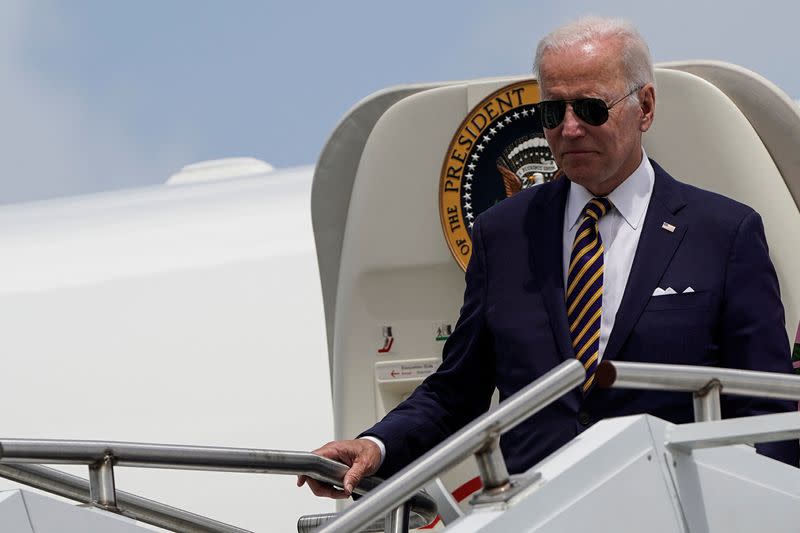 U.S. President Joe Biden arrives at Joint Base Charleston, South Carolina