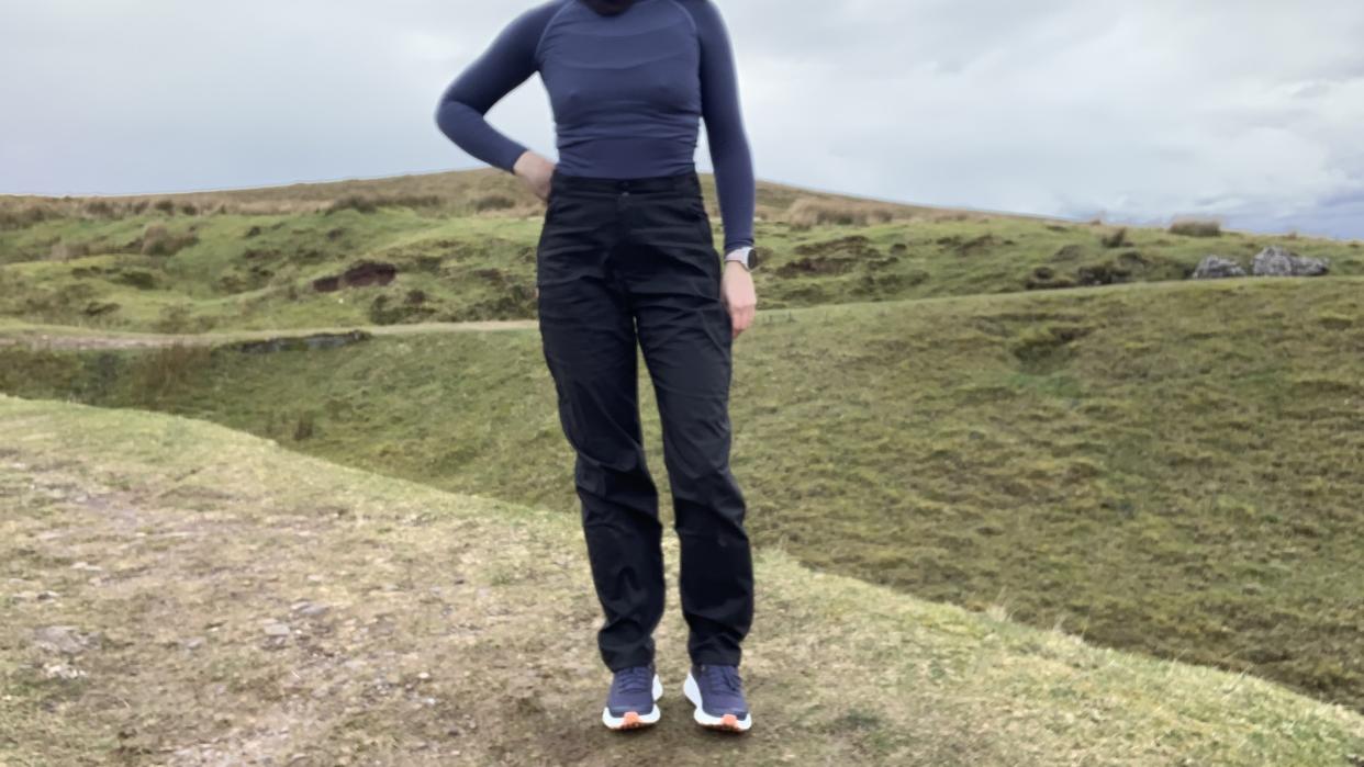  Hiker modelling Fjallraven Abisko Hike Trousers. 