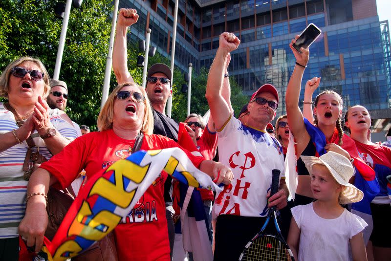 Fans of tennis player Novak Djokovic show their support in Melbourne