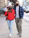 <p>Tayshia Adams and Zac Clark mask up while shopping in N.Y.C. on Monday. </p>