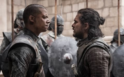 John Snow and Grey Worm in the last minutes of Game of Thrones - Credit: HBO