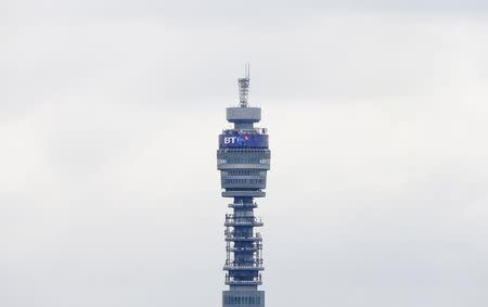 The BT communication tower is seen from Primrose Hill in London April 9, 2013. REUTERS/Suzanne Plunkett