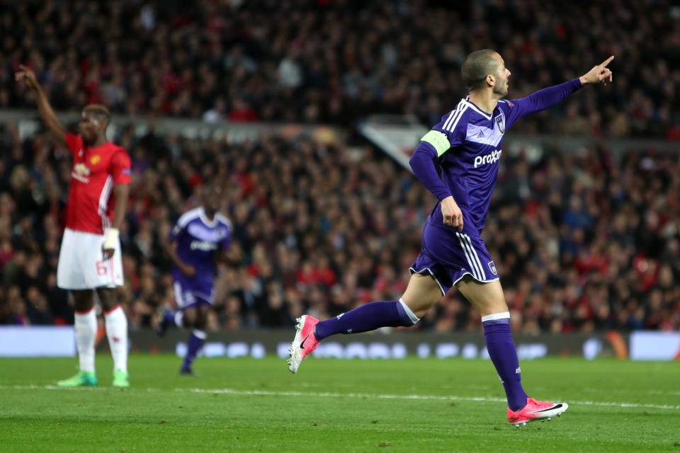 Anderlecht celebrate the equalising goal