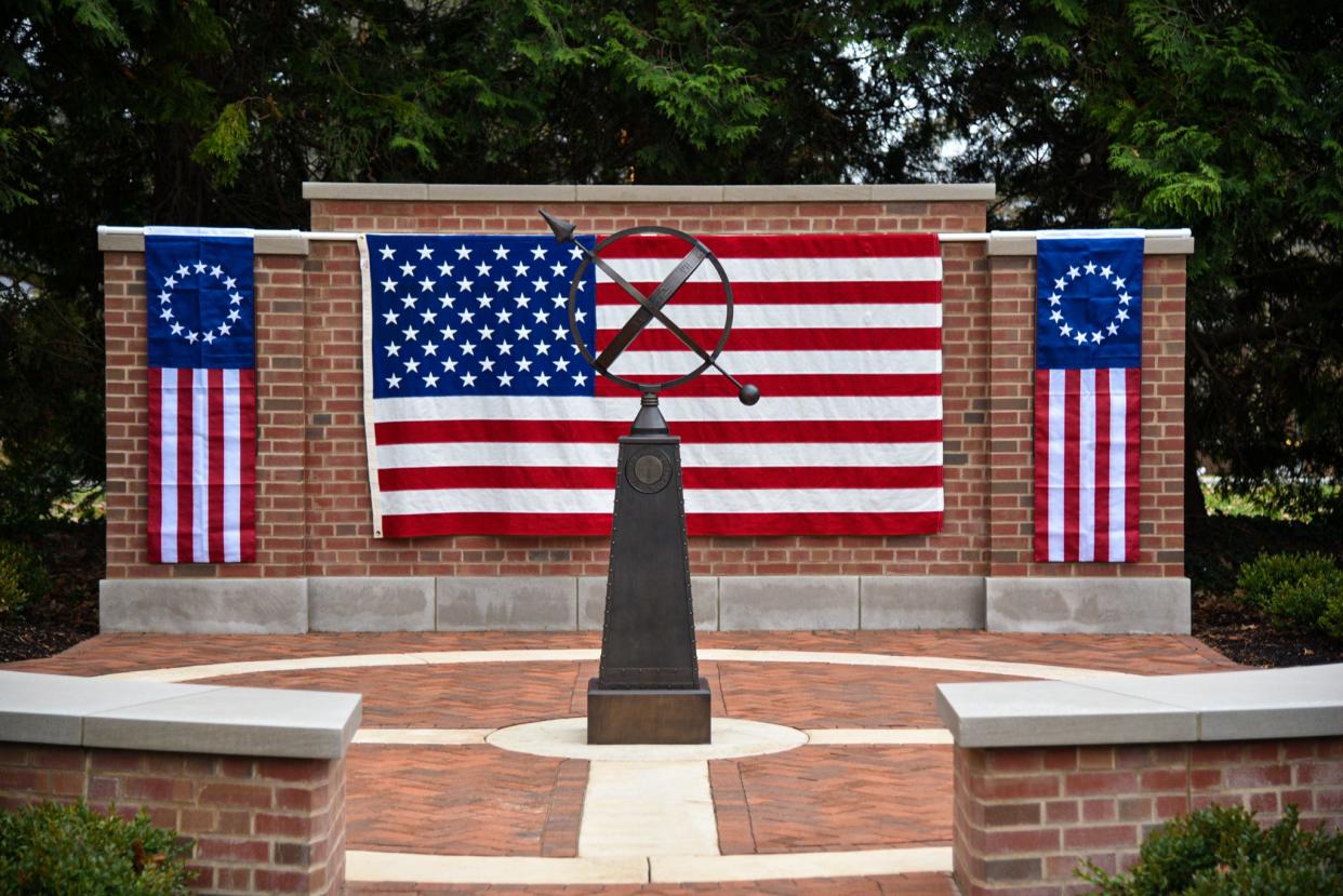 On Nov. 14, Western Reserve Academy held a Commemoration & Dedication ceremony of the Alumni War Memorial and an unveiling of the new brick and bronze structure that stands between the campus Chapel and Seymour Hall.