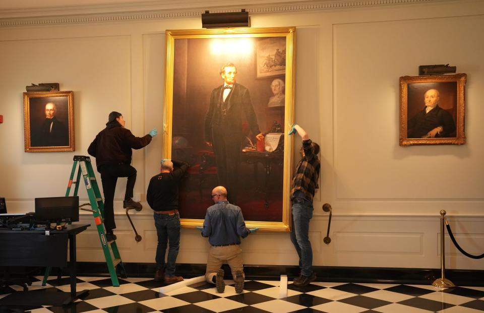 In January, a replica of a Lincoln portrait was hung in the Hartley-Dodge Memorial Building in Madison to replace the original painting, which is on loan to the National Portrait Gallery in Washington, D.C.