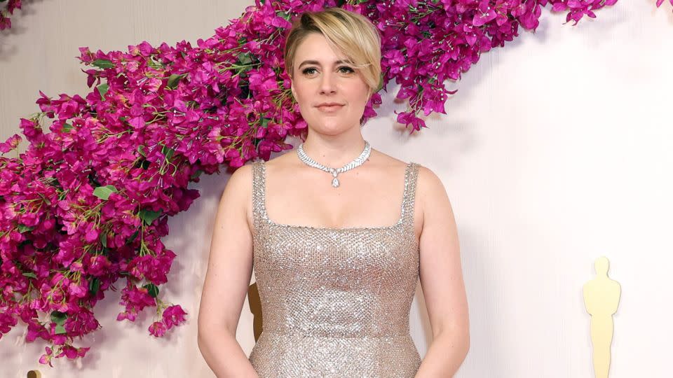 Greta Gerwig’s Gucci dress seemed to symbolize armor as well. - JC Olivera/Getty Images