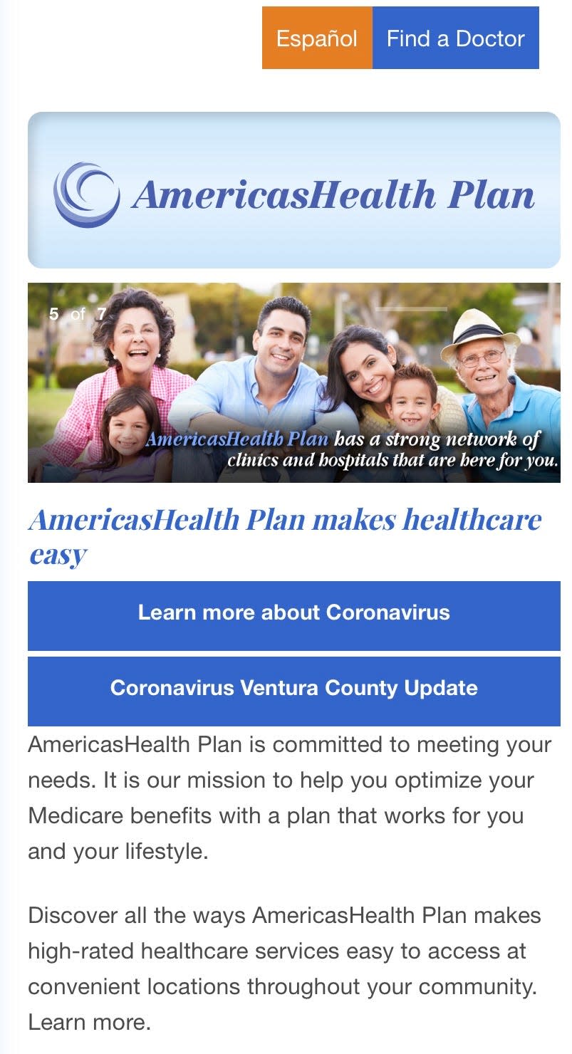 AmericasHealth Plan, an HMO created 12 years ago by Clinicas del Camino Real, is being closed over several months. This image is from its website.