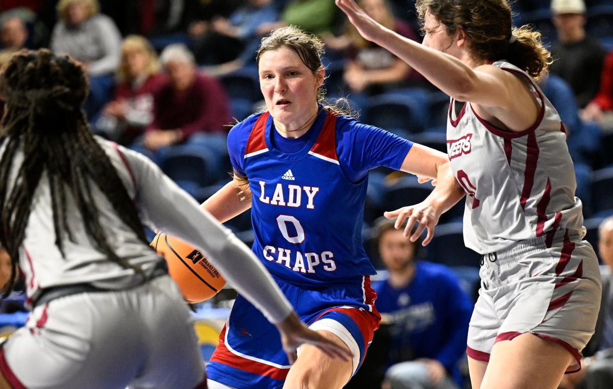 Grace Foster (0) scored 29 points Friday to lead No. 7 seed Lubbock Christian University over No. 2 seed Texas Woman's 62-55 in the first round of the Division II NCAA Tournament.