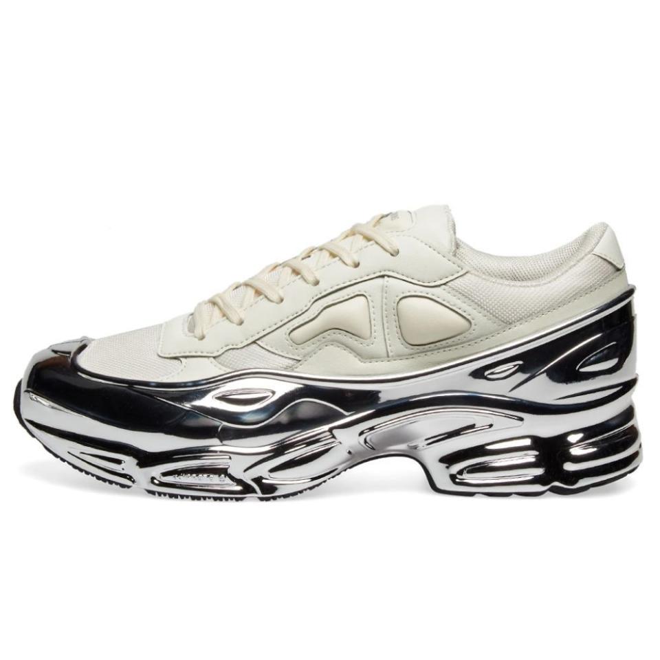 <p><strong>Adidas x Raf Simons</strong></p><p>endclothing.com</p><p><strong>$385.00</strong></p><p><a href="https://go.redirectingat.com?id=74968X1596630&url=https%3A%2F%2Fwww.endclothing.com%2Fus%2Fadidas-x-raf-simons-ozweego-ee7945.html&sref=https%3A%2F%2Fwww.bestproducts.com%2Fmens-style%2Fg2885%2Fnew-adidas-shoes-for-men%2F" rel="nofollow noopener" target="_blank" data-ylk="slk:Shop Now;elm:context_link;itc:0;sec:content-canvas" class="link ">Shop Now</a></p><p>Take the chunky sneaker look into the future with the new adidas x Raf Simons collab. This out-of-this-world look will have heads turning with envy. The lower half is dipped in metallic silver made of mirrored TPU film, while the upper half's off-white is made up of mesh and textile overlays.</p>