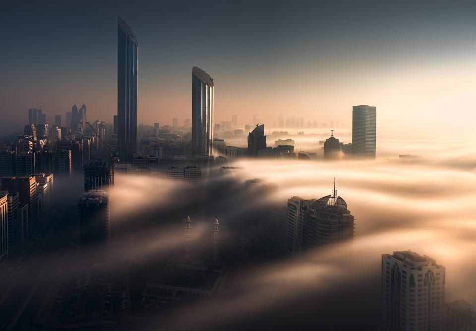 <p>The Burj Mohammed bin Rashid tower is seen far left. (Photograph by Khalid Alhammadi/Caters News) </p>