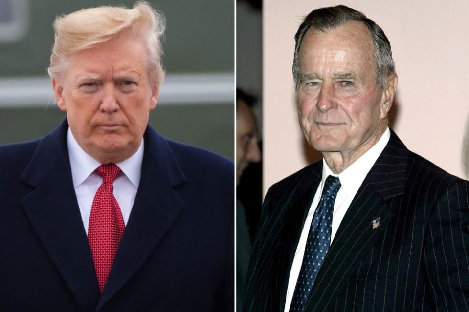 President Donald Trump (left) and late former President George H.W. Bush