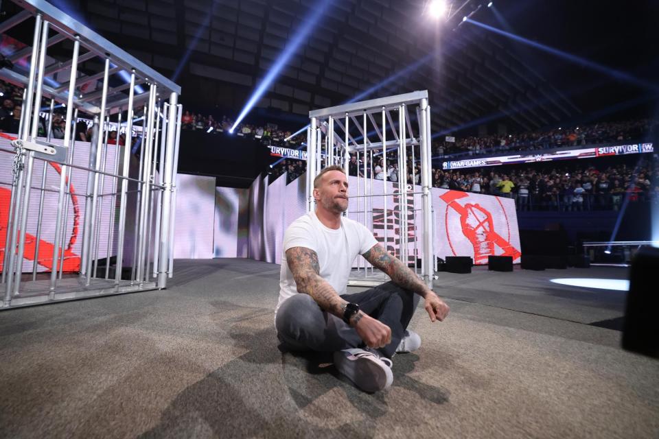 CM Punk makes his return to WWE at Survivor Series: WarGames on Nov. 25, 2023 at Allstate Arena.