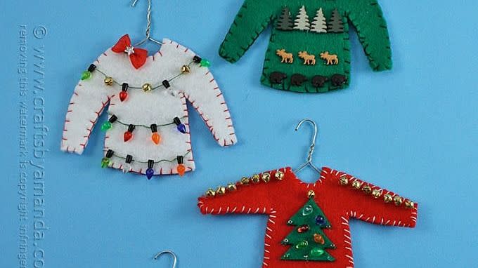 diy ugly christmas sweaters ornaments