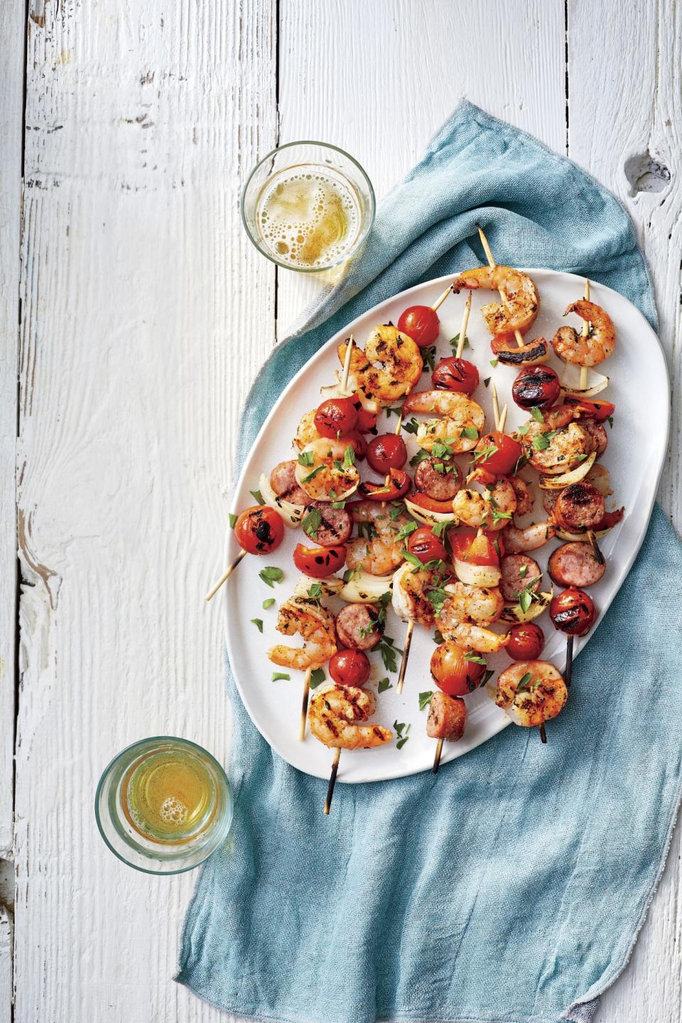 Grilled Cajun Shrimp Kabobs with Sausage