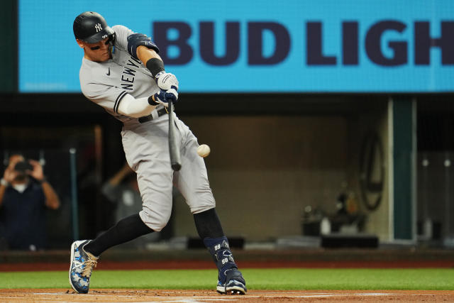 Aaron Judge going for home run No. 62 against Texas Rangers