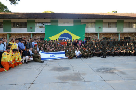 Israeli military poses for picture during a ceremony to honor them before their departure to Israel at the 12th Infantry Battalion in Belo Horizonte, Brazil January 31, 2019. REUTERS/Netun Lima NO ARCHIVES. NO SALES.