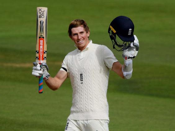 Zak Crawley celebrates his century (Reuters)