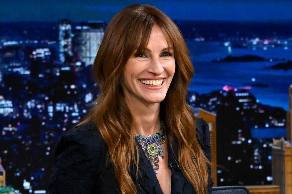<p>Todd Owyoung/NBC via Getty</p>  Julia Roberts on December 5, 2023 on "The Tonight Show"