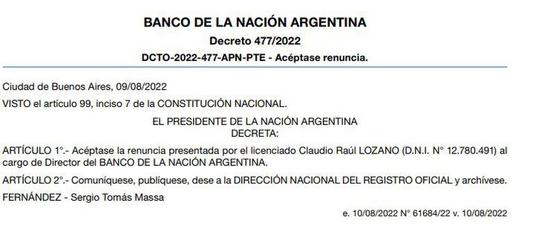 El Gobierno evitó "agradecerle" su tarea a Claudio Lozano.