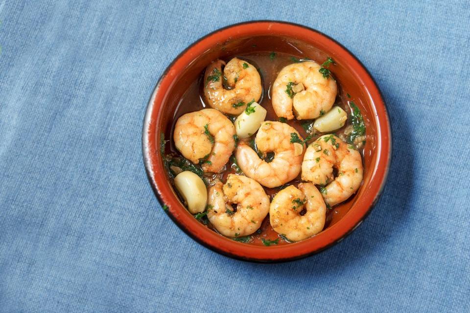 Close-Up Of Shrimps In Bowl On Table