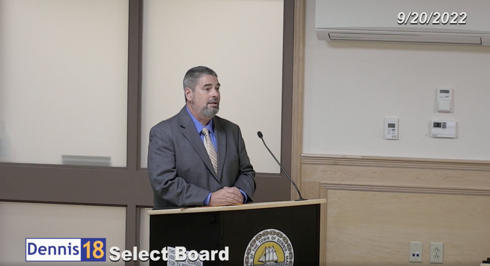 Michael Lavin, the director of the Department of Public Works in Dennis, addresses the Select Board at a Sept. 20 meeting regarding new hours for the town's transfer station.