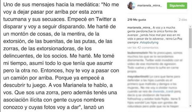 Mirra replicó las duras palabras que Jorge Rial le dijo hace tiempo atrás. Foto: Instagram.com/marianela_mirra_