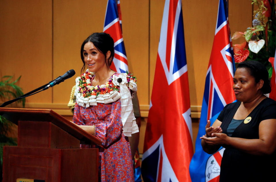 She gave a short speech at the University of the South Pacific where she spoke about the importance of education and her own experience at university. Photo: Getty Images