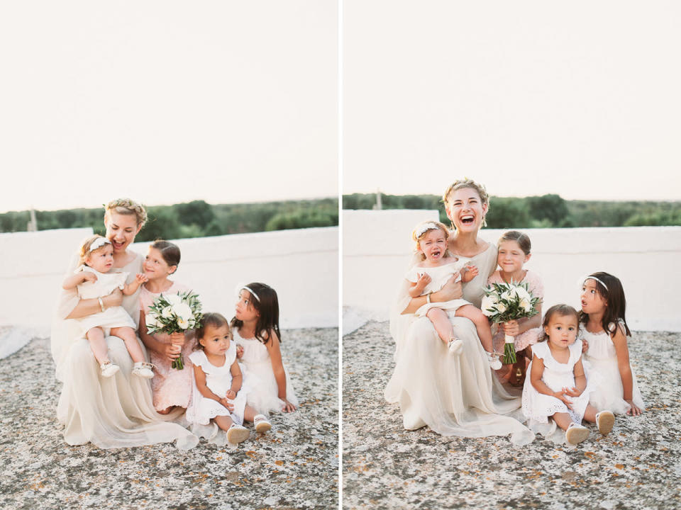 Six of the youngest family members were asked to be flower girls.