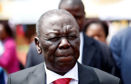 FILE PHOTO - Morgan Tsvangirai, leader of the opposition party Movement for Democratic Change (MDC) arrives ahead of the swearing in of Zimbabwe's new president Emmerson Mnangagwa in Harare, Zimbabwe, November 24, 2017. REUTERS/Siphiwe Sibeko