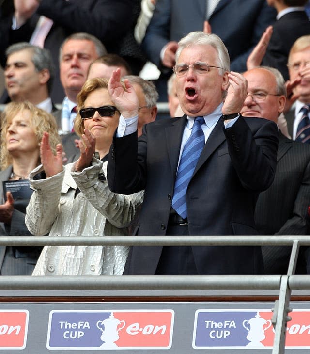 Bill Kenwright at Wembley for Everton's FA Cup semi-final against Manchester United in 2009