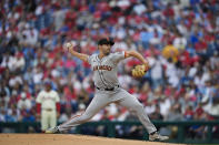 San Francisco Giants' Mason Black pitches during the second inning of a baseball game against the Philadelphia Phillies, Monday, May 6, 2024, in Philadelphia. (AP Photo/Matt Rourke)