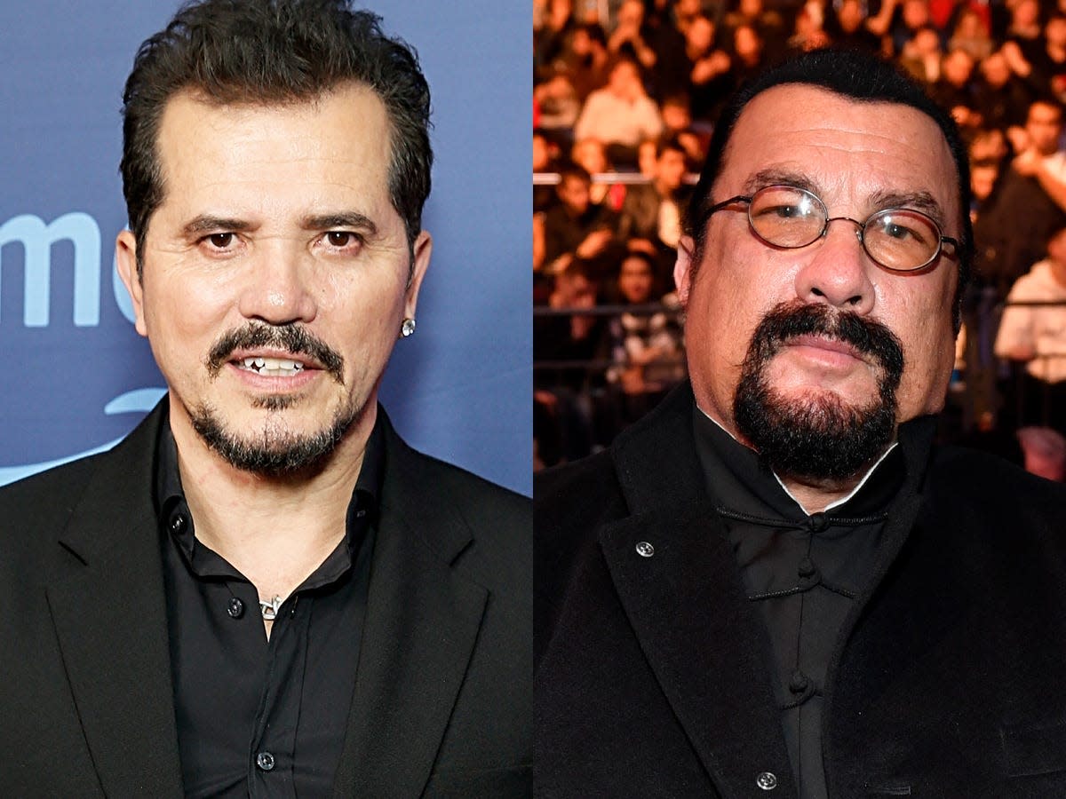 A side-by-side image of John Leguizamo in 2023 and Steven Seagal in 2019.