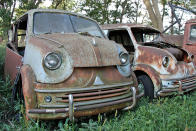 <p>The Japanese weren’t the only ones exporting micro cars to the US. Although the East German-built Lloyd LT500 actually sold quite well, and successfully stole customers from Crosley, Henry J and the Nash Metropolitan, they’ve all but disappeared now. Incredibly though, Oakleaf Old Cars has two of them, a station wagon (left) and a van.</p>