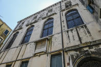 External view of the Spanish Schola Synagogue in the Jewish ghetto of Venice, northern Italy, Wednesday, June 1, 2022. Venice’s Jewish ghetto is considered the first in Europe and one of the first in the world, and a new effort is underway to preserve its 16th century synagogues for the Jews who have remained and tourists who pass through. (AP Photo/Chris Warde-Jones)