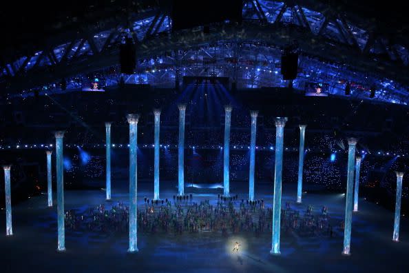 <p>In front of an audience of 40,000 at the <a href="http://www.cnn.com/2014/02/07/world/europe/russia-sochi-winter-olympics/" rel="nofollow noopener" target="_blank" data-ylk="slk:Fisht Olympic Stadium;elm:context_link;itc:0;sec:content-canvas" class="link ">Fisht Olympic Stadium</a>, the Sochi Winter Games opened with tributes to Russia's achievements in dance, classical music, and culture. </p>