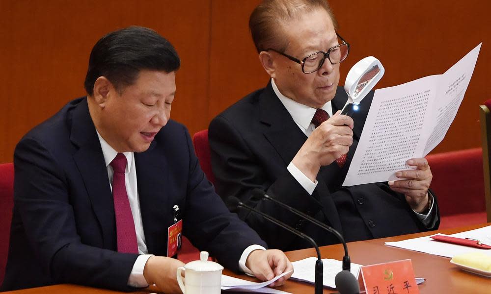 Chinese president Xi Jinping, pictured alongside studious former president Jiang Zemin