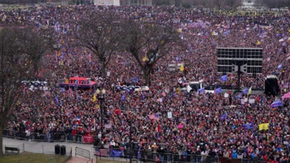 Crowd of Trump supporters at the "Stop the Steal" rally in Washington D.C. on January 6, 2021.