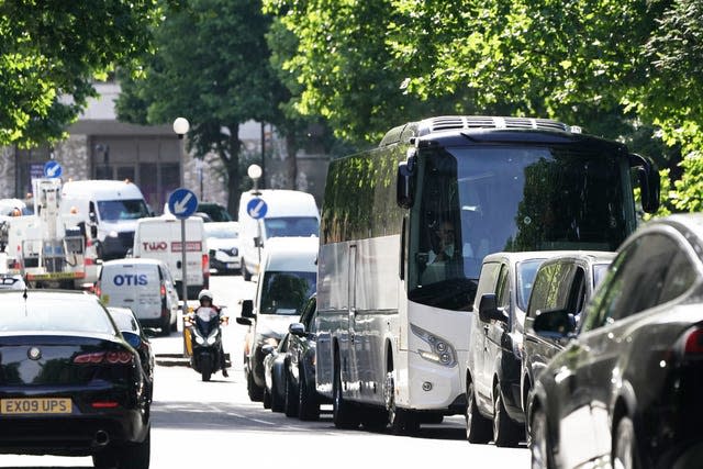 Traffic on the A1203 in London